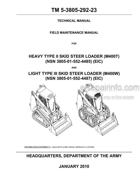 army skid steer loader type ii|Field Maintenance Manual For M400T And M400W .